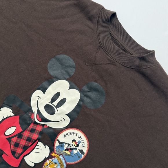 Disney Tops - Disney Pullover Mickey Mouse Sweatshirt Women Brown Cotton Blend Casual Size M